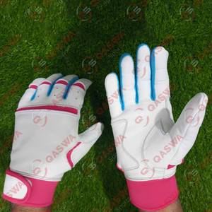Lo último en guantes de bateo de béisbol de color blanco, rosa y azul con puño corto, guantes de bateo de béisbol de cuero de vaca de alta calidad - Product Image 2