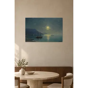 Impression sur toile de Fida Aivazovsky : Voilier dans la baie sous une pleine lune - Product Image 3