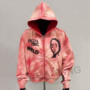 Impresión personalizada Sudadera con cremallera Peso pesado Transpirable 100% Tela de lana de algodón Sudadera con capucha con cremallera Venta al por mayor con serigrafía. - Product Image 1