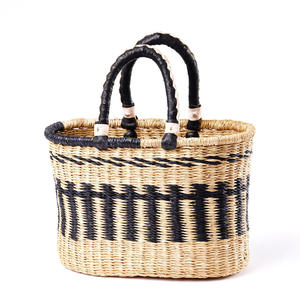 Panier de sac à vêtements jonc de mer fabriqué sur mesure vente en gros coût direct sacs à linge en paille d'herbe de mer - Product Image 5
