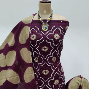 Bandhani palazzo ensemble satin bandhej kurta ensemble satin vêtements ethniques vêtements quotidiens bandhani costume doux satin traditionnel cravate teinture costume - Product Image 1