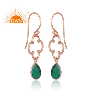 Pendiente colgante de plata de ley con diseño floral de ónix verde natural hecho a mano para mujer, regalo para ella - Product Image 2