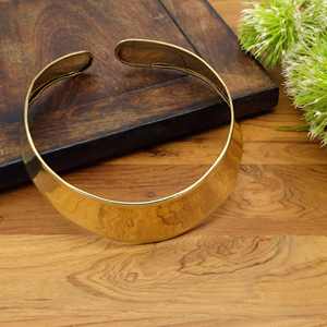 Plain wide cuff golden brass choker <b>necklace</b>, vintage <b>statement</b> choker bohemian jewellery for women festival wear - Product Image 1