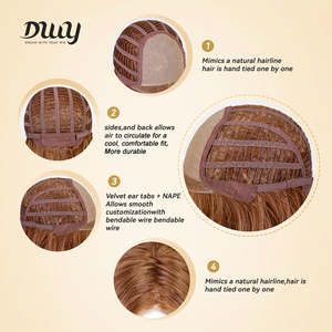 Bonnie High Quality C-DWY Mono Lace Front Free Part Glueless Mid-Length Curly Reddish <b>Brown</b> Synthetic <b>Wig</b> for Ladies - Product Image 5
