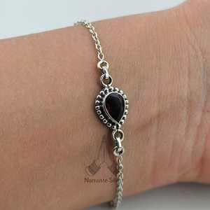 Handmade Garnet <b>Bracelet</b> with Topaz Sterling <b>Silver</b> Gemstone Jewelry January Birthstone Accessory - Product Image 2