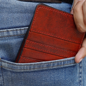 Custom Logo Unisex Eco-Friendly Fashion <b>Wallet</b> High Quality Genuine Leather Slim Bifold Open <b>Fold</b> Closure Short Length for Cash - Product Image 5