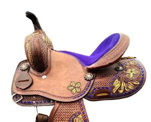 ADEEFA, calidad superior, marrón, hecho a mano, cuero labrado, sillín de resistencia occidental, asiento suave, barril de árbol de plástico, equipo de equitación - Product Image 2