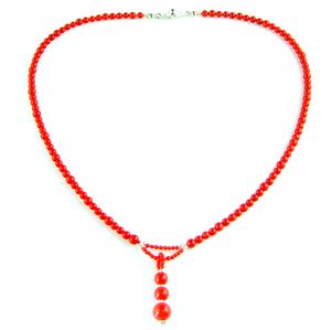 Collar con cuentas de coral rojo natural tipo hebra - Product Image 2