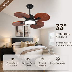 33 Inch <b>Ceiling</b> <b>Light</b> with Fan for Bedroom,Modern Wood <b>Ceiling</b> Fan with <b>Remote</b> <b>Control</b> and DC Motor - Product Image 1
