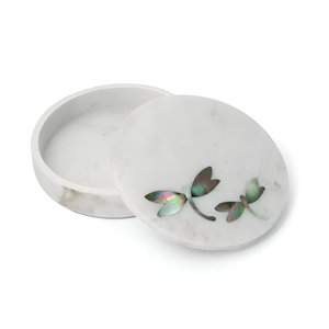 Joyero Rectángulo de Mármol Blanco Elegante Hecho a Mano con Incrustaciones de Nácar Hermana Regalo a Precio - Product Image 5