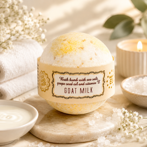 Handmade Organic Sea Salt Goat Milk Vitamin E Grape <b>Seed</b> Oil Botanical Bath for Moisturizing Natural Spa Bath Fizzer Luxury - Product Image 1
