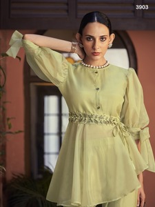 Nouveau 2023 Designer Party Wear Sexy Premium Quality Pure Viscose Organza Co Ord Set With Hand Work Fournisseur et exportateur indiens - Product Image 2