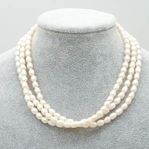 Chaîne de perles d'eau douce pour la fabrication de bijoux, collier à trois couches à la mode