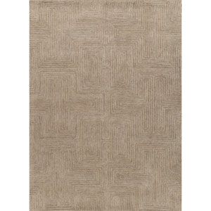 Alfombra de Lana y Viscosa Tejida a Mano Acar Green, Diseño Geométrico Abstracto, Rectangular, con Rayas, Jacquard para el Hogar, Tod-45052, 4m - Product Image 1