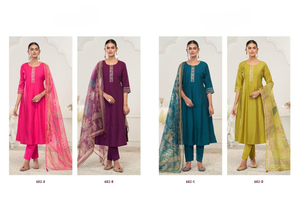 Elegante Conjunto de Kurti Anarkali de Seda Romana Viscosa con Bordado a Mano, de Secado Rápido y Corte Regular, Ideal para Fiestas y Todas las Estaciones - Product Image 2