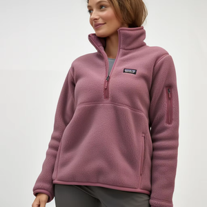 Comprar moda personalizada de manga larga liso hombres mujeres Golf Quarter 1/4 Zip Fleece Pullover Sherpa Fleece sudadera - Product Image 6