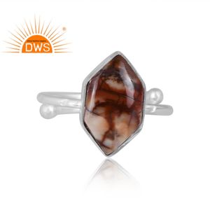 Dernière tendance en matière de bijoux : Bague empilable en argent sterling fin avec pierre précieuse naturelle Jasper œil de perdrix, fabricant de bijoux sur mesure - Product Image 2