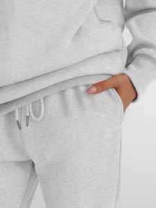 Conjunto de dos piezas de chándal con diseño de hombros caídos de alta calidad para mujer, ropa de calle personalizada, patrón sólido para invierno, venta al por mayor - Product Image 6