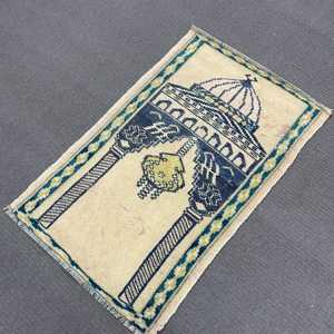 Alfombra Turca Vintage de Lana Azul, 1.8x2.9 pies (55x87 cm) - Product Image 3