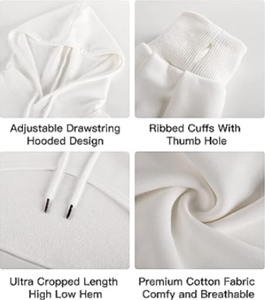 Sudadera Corta Deportiva de Moda para Mujer, con Logotipo Personalizado, al por Mayor, de Algodón y Felpa, Sudadera Corta para Mujer, OEM - Product Image 6