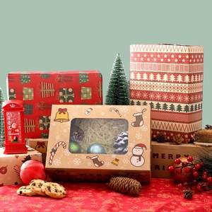 Candy Treat Emballage de biscuits Candy Treat Carton Kraft Food Petits récipients <span class=keywords><strong>avec</strong></span> couvercle pour boîtes à biscuits de Noël - Product Image 4