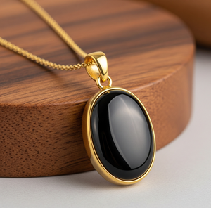 Cadena delicada de Plata de Ley 925 para uso diario, colgante de forma ovalada de ónix negro Natural bohemio, ajuste de bisel, cristal curativo - Product Image 2