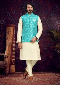 Markenkleidung Junge Herren ethnische Kleidung Kurta-Pajama Nehru-Jacken-Set Herstellerpreis Export nach Indien - Product Image 4