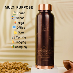 Haute qualité 100% pur cuivre Delhi Style 1 litre ayurvédique pureté bouteille étanche refroidissement eau Drinkware usine en gros - Product Image 4