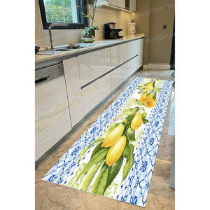 Lemon Pattern Printed <b>Rug</b>, Modern <b>Chenille</b> Design, Yellow Kitchen <b>Rug</b>,<b>Chenille</b> <b>Rug</b> - Product Image 2