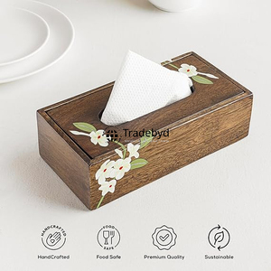Caja y Soporte para Pañuelos de Madera de Primera Calidad Hechos a Mano con Diseño Floral y Grabado para Decoración del Hogar de Lujo Tradebyd - Product Image 3