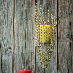 Luxurious Gold Hanging <b>Tea</b> <b>Light</b> Holder with Timeless Appeal Golden Hanging <b>Tea</b> <b>Light</b> Holder for Warm Inviting Illumination - Product Image 1