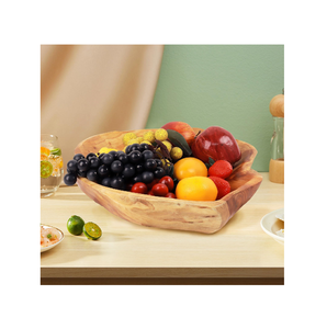 Juego de fruteros de madera decorativos para cocina Malas redondas ecológicas con cuencos de masa de madera natural - Product Image 1