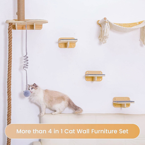 ROPECUBE Kattenwandplanken Kattenmeubilair met 4-in-1 ontwerp (Klimtoren+Krabpaal+Gezellige rustplaats+Observatieplatform) - Product Image 2