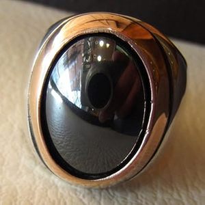 Anillo de Plata de Ley 925 para Hombre, Novedad, Piedra Preciosa de Hematita Natural, Anillo Unisex Árabe para el Día del Padre - Product Image 2