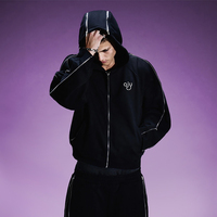 Ensemble de survêtements streetwear pour hommes, coupe oversize, 100% coton, 500 g/m², uni, délavé à l'acide, avec logo personnalisé