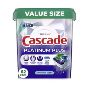 Pastillas/Tabletas para Lavavajillas Cascade ActionPacs Todo en Uno con Fragancia Fresca Mountain, 62 Unidades para Clientes Mayoristas - Product Image 1