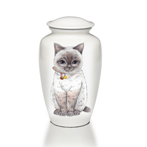 Urne funéraire pour animaux de compagnie, prix d'usine, urne pour animaux de compagnie blanche brillante, classique, 7 pouces, urne funéraire pour chat, haute qualité - Product Image 1