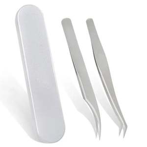 แหนบต่อขนตา 3 มิติ แบบโค้งและแบบตัว L สีเทาและสีทอง ชุด 2 ชิ้น พร้อมอุปกรณ์ติดฉลากส่วนตัว - Product Image 5