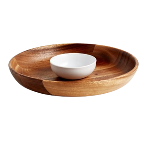 Bandeja de Madera para Aperitivos, Plato Redondo para Aperitivos, Nuevo Plato de Madera Moderno para Aperitivos y Salsas, Ensaladas, Frutas, Postres - Product Image 1