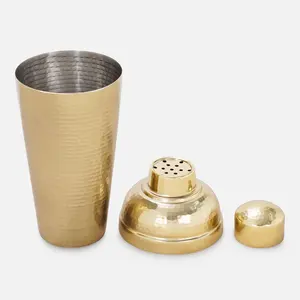 Shaker à cocktails en acier inoxydable martelé finition or mat en gros Outil de mélange professionnel pour les bars et les barmans - Product Image 1