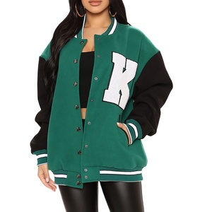 Chaqueta universitaria de alta calidad de fabricante personalizado, chaqueta universitaria de lana en blanco con el logotipo bordado por el cliente de su marca, chaqueta universitaria de béisbol para mujer - Product Image 1