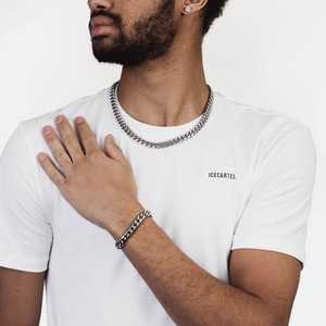 Pulsera de Eslabones Cubanos de 10 mm con Baño de Rodio y Oro, Piedras Principales de Diamante y Perla en Oro de 18K, Estilo Oro Rosa, Joyería Religiosa - Product Image 4