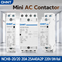 Contacteur AC modulaire CHINT NCH8G pour usage domestique, montage sur rail DIN 35 mm, 1P 2P 4P, 20A 25A 40A 63A, 230V 400V, contacteur silencieux