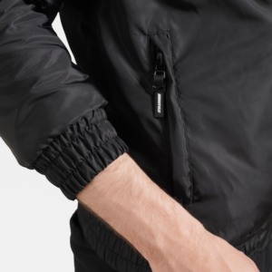 Veste en satin tissé Live Free noire de haute qualité, streetwear, avec capuche, fermeture éclair, patchwork, coton imperméable pour l'automne, taille XL - Product Image 5