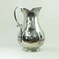 Carafe en cuivre martelé à la main de style ottoman pour le service des boissons, écologique, couleur nickel, 1-2 litres