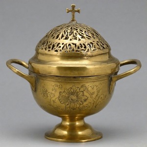 เครื่องหอมทองเหลืองแขวนธูปโบราณสำหรับพิธีกรรมในโบสถ์และการนมัสการอันศักดิ์สิทธิ์ - Product Image 1