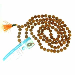 NOVAMART Fine Original 5 Mukhi Rudraksha Mala 108 Beads Orange Japa & Meditation Jaap Religious <b>Beaded</b> <b>Bracelets</b> with Tassel Sha - Product Image 2
