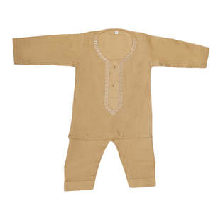 Shalwar Kameez brodé pour nouveau-nés garçons - Beige - Product Image 3