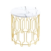 Meuble moderne Cercle Forme carrée Plaqué or Table d'appoint Base en fer Table d'appoint personnalisée pour les fournitures de salon Hôtel Maison
