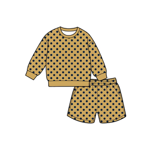 Conjunto de 2 Piezas para Niñas, Estilo Boutique, con Estampado de Lunares, Top de Manga Larga y Pantalones Cortos Deportivos, Ropa Casual Infantil - Product Image 6